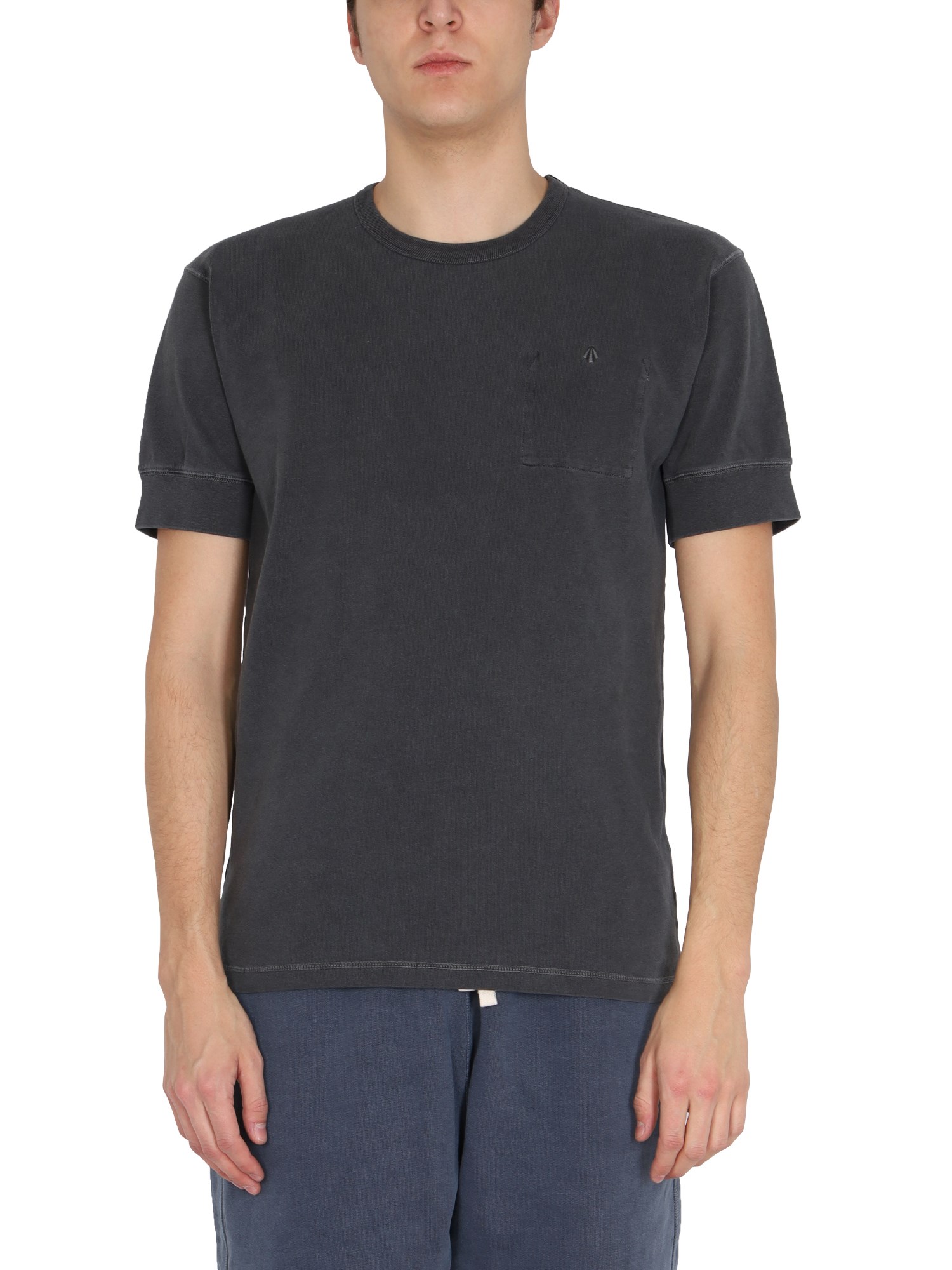 nigel cabourn t-shirt con logo ricamato