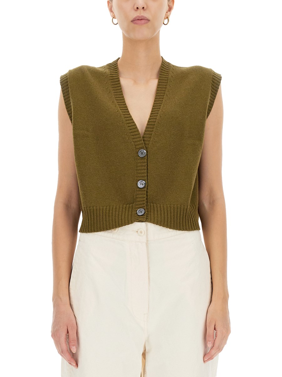 MARGARET HOWELL - CASHMERE KNIT V-NECK VEST - Eleonora Bonucci