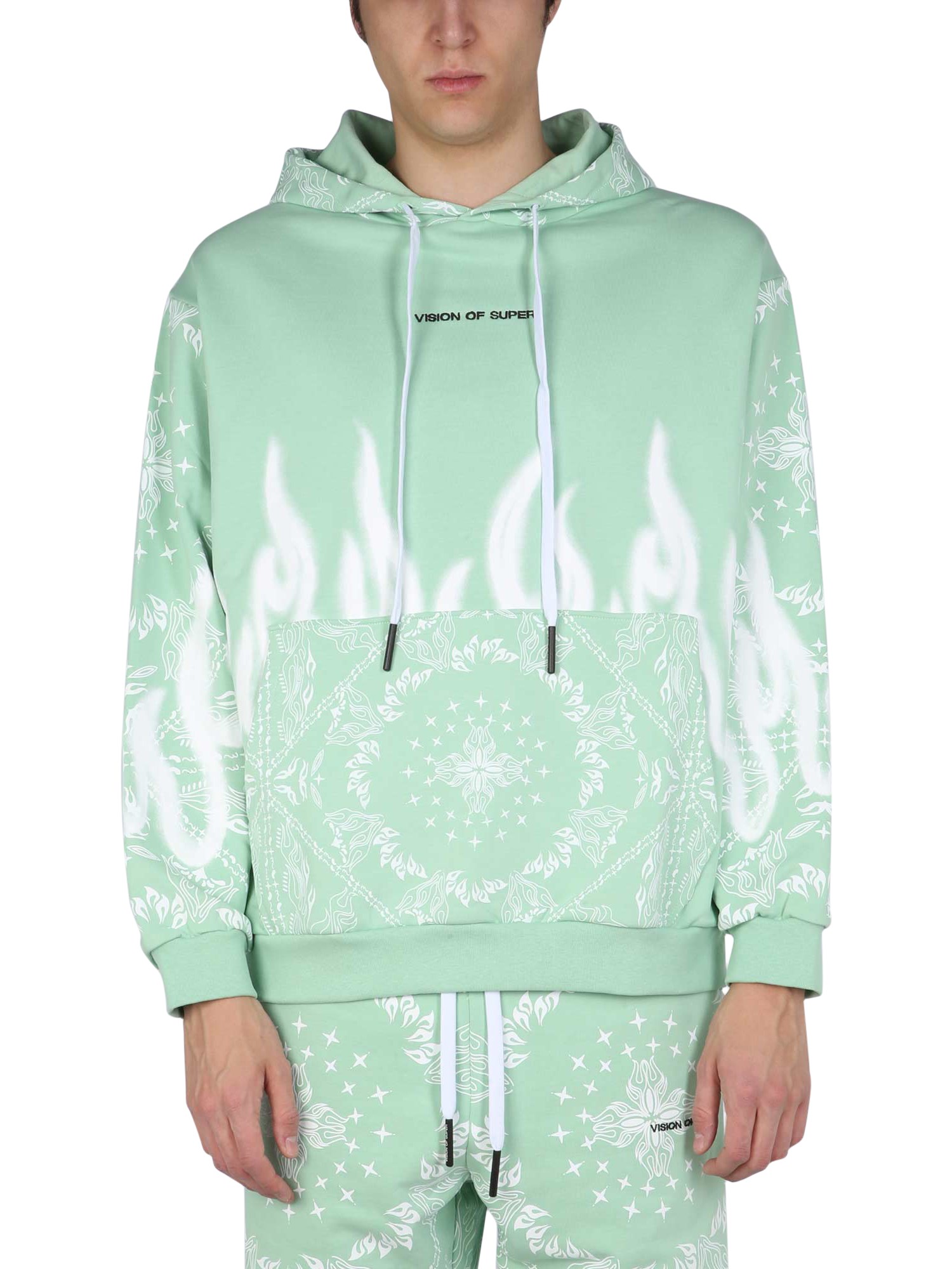 Shop Vision Of Super Sweatshirt With Paisley Pattern In Green