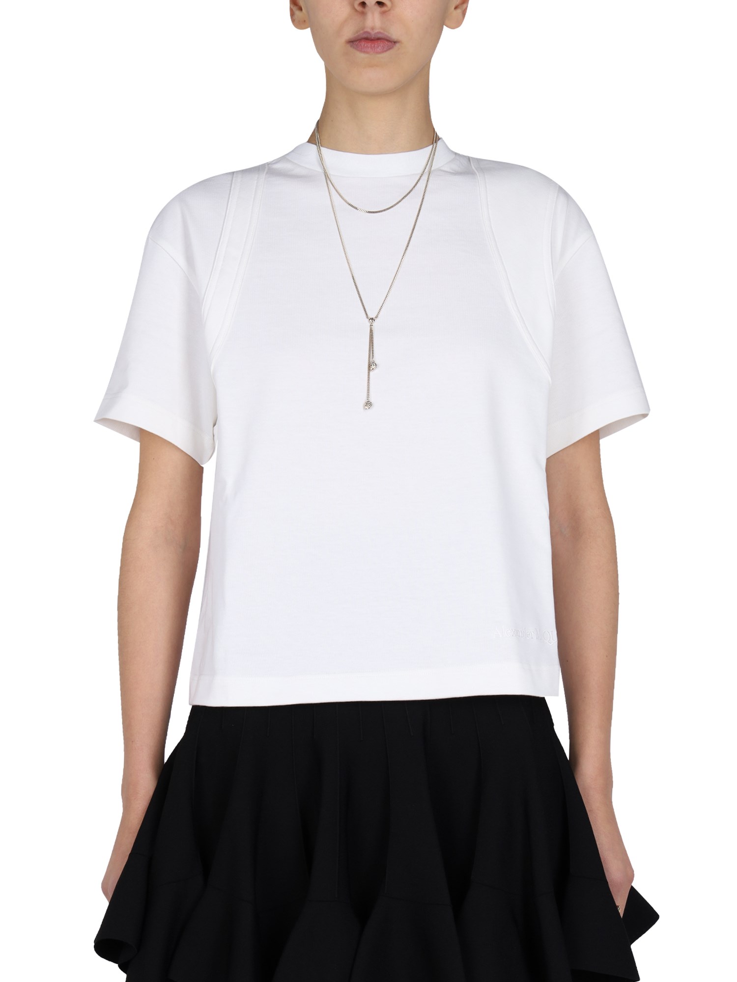 Shop Alexander Mcqueen Crewneck T-shirt In White