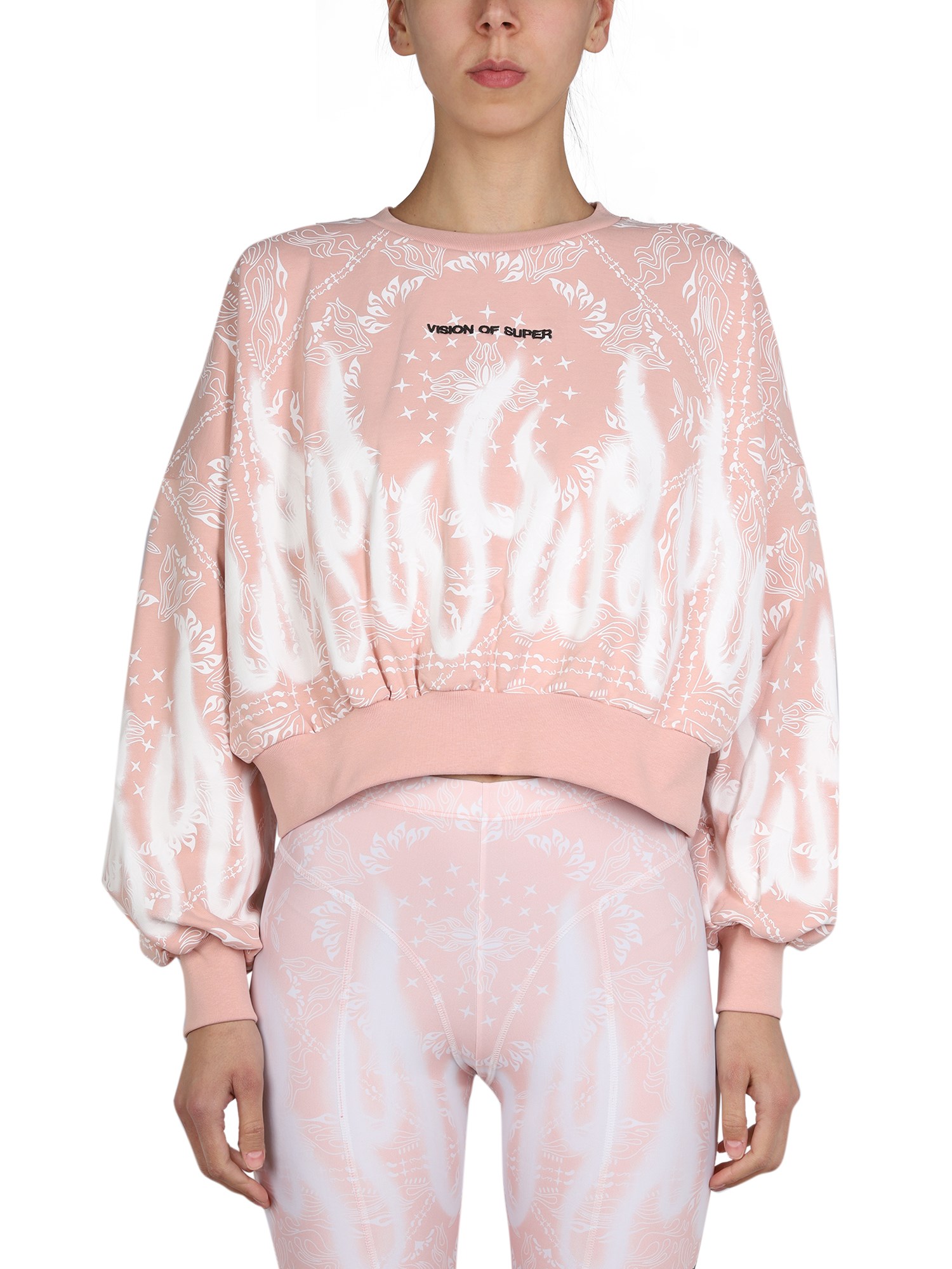 Shop Vision Of Super Paisley Pattern Sweatshirt In Pink