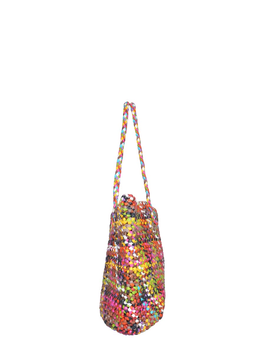 DRAGON DIFFUSION - OCTO MULTI PASTELS WOVEN LEATHER BAG - Eleonora