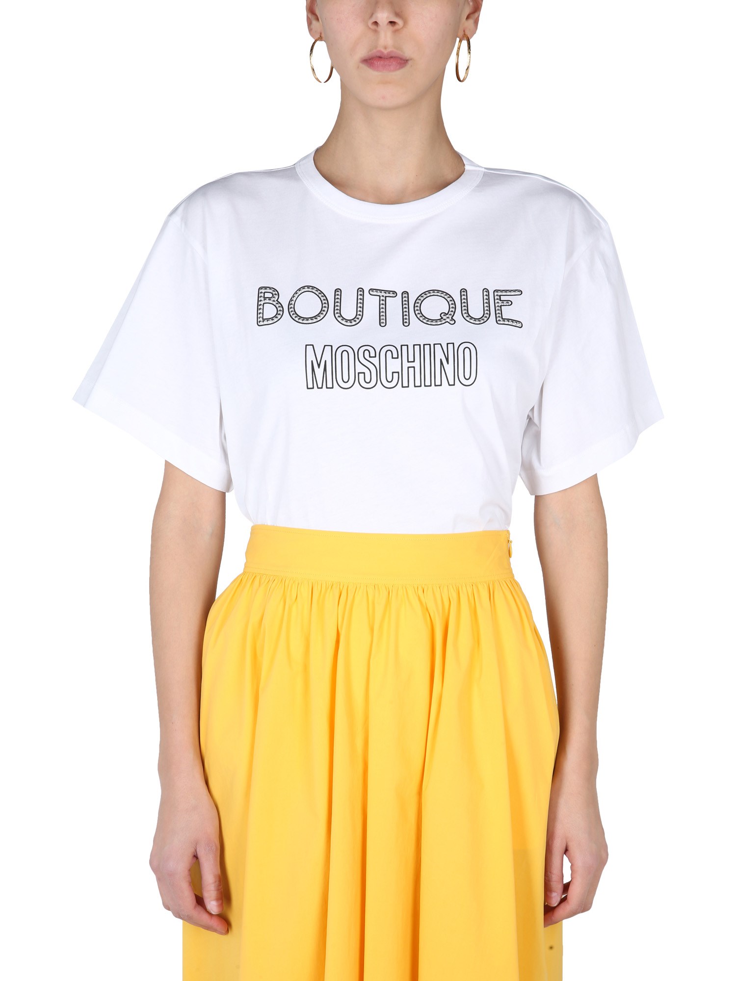 Shop Boutique Moschino Logo T-shirt In White
