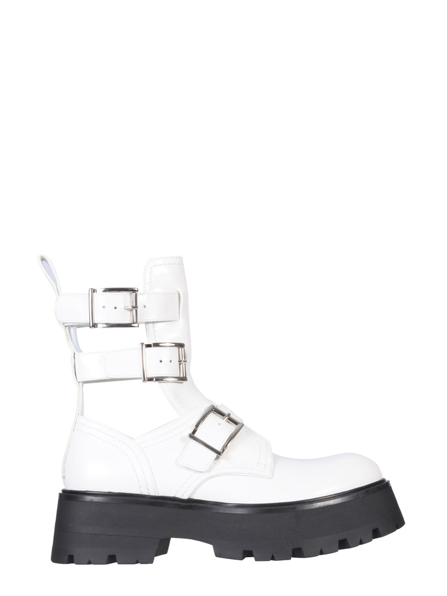 ALEXANDER McQUEEN STIVALETTO RAVE IN PELLE CON FIBBIE outlet Scarpe