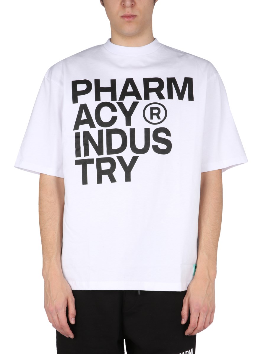 PHARMACY INDUSTRY T-SHIRT IN JERSEY DI COTONE CON STAMPA LOGO