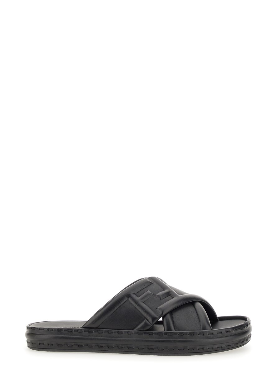 FENDI BLACK LEATHER SANDAL Eleonora Bonucci