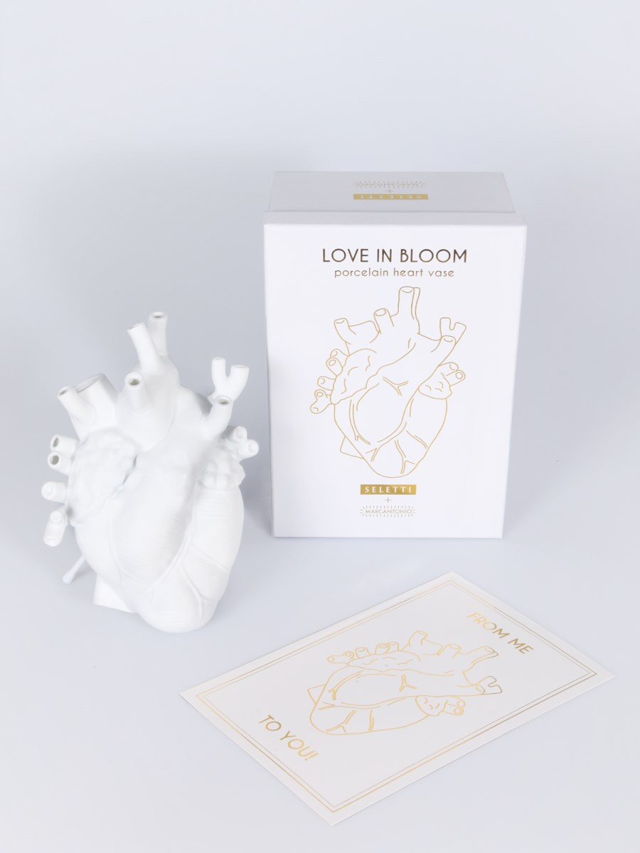 SELETTI vaso a forma di cuore LOVE IN BLOOM GOLD 