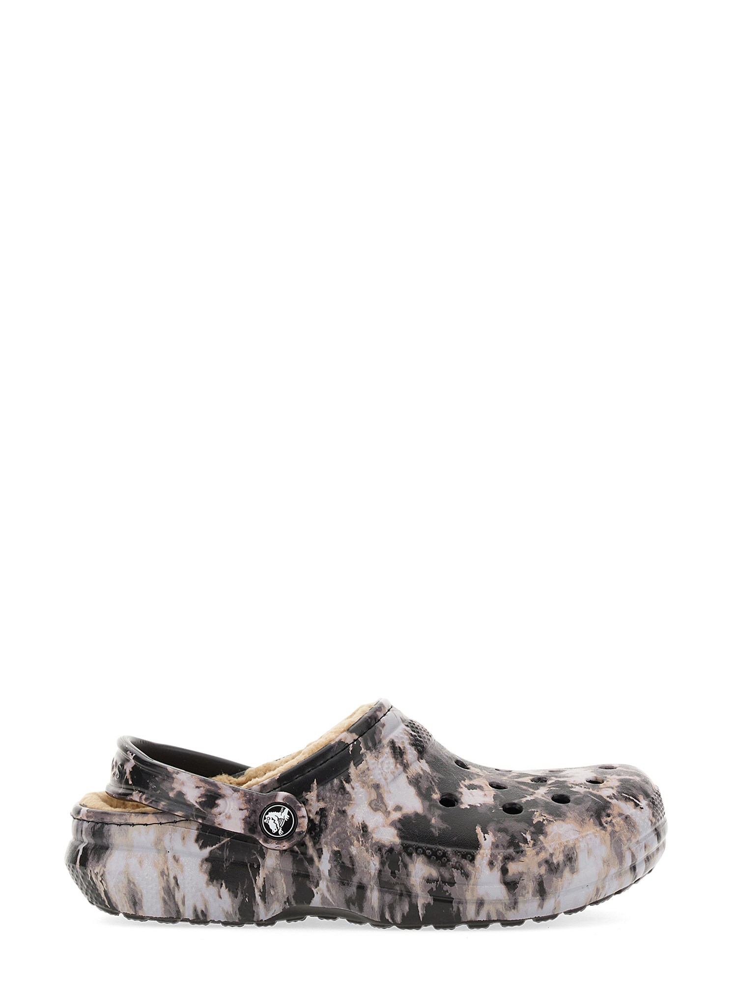 Crocs Classic Lined Bleach Dye Clog In Black