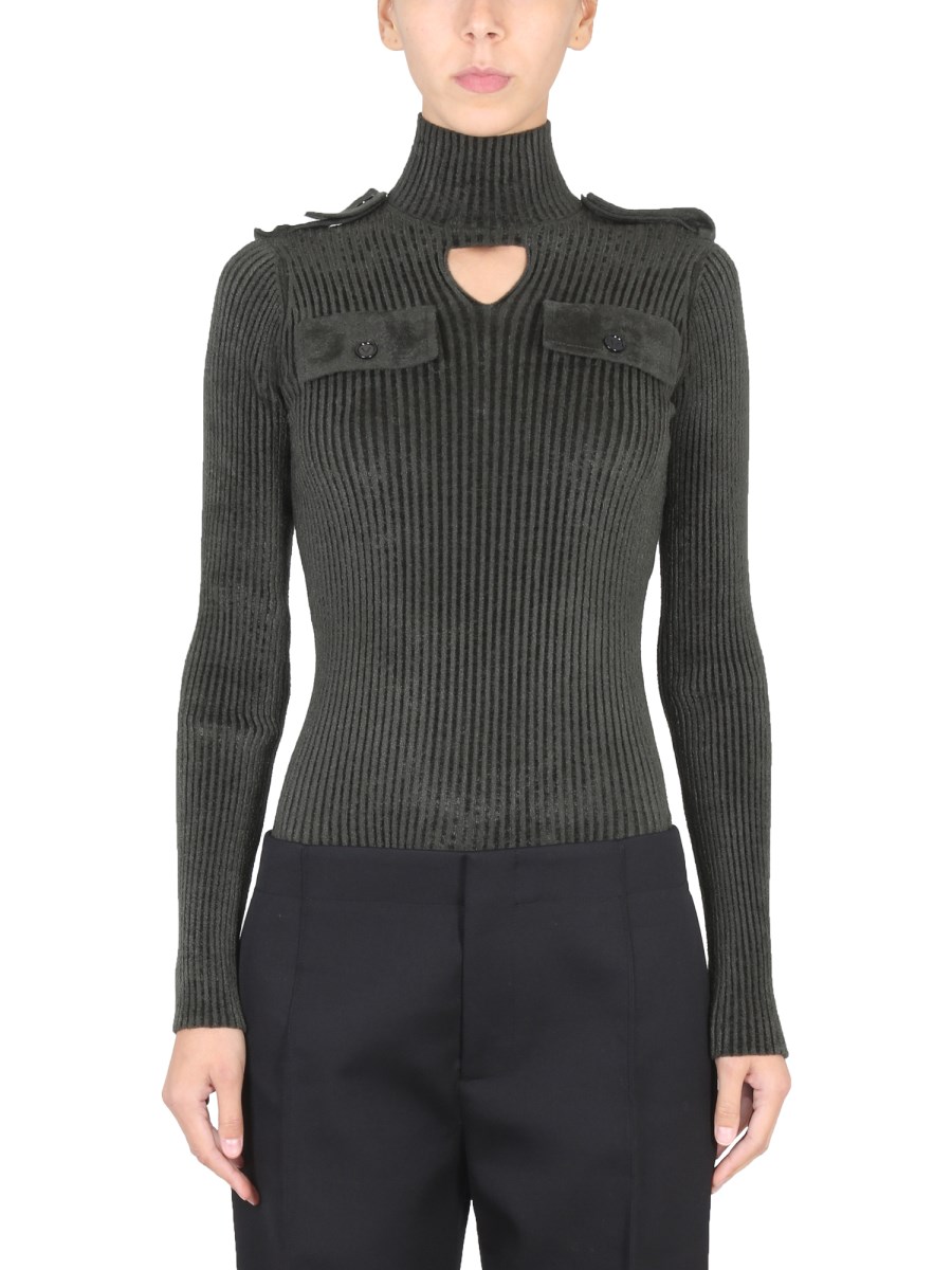 BOTTEGA VENETA MAGLIA MILITARY CON COLLO ALTO