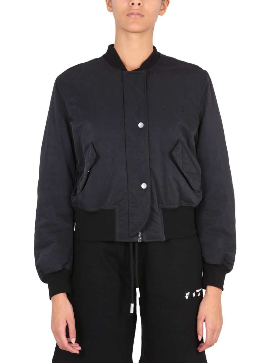 OFF-WHITE BOMBER IN NYLON CON STAMPA LOGO