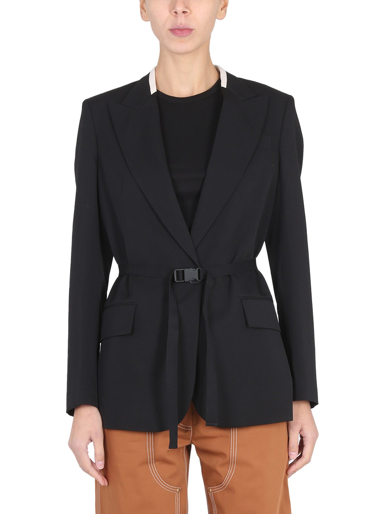 Shop Stella Mccartney Belted Blazer In Black