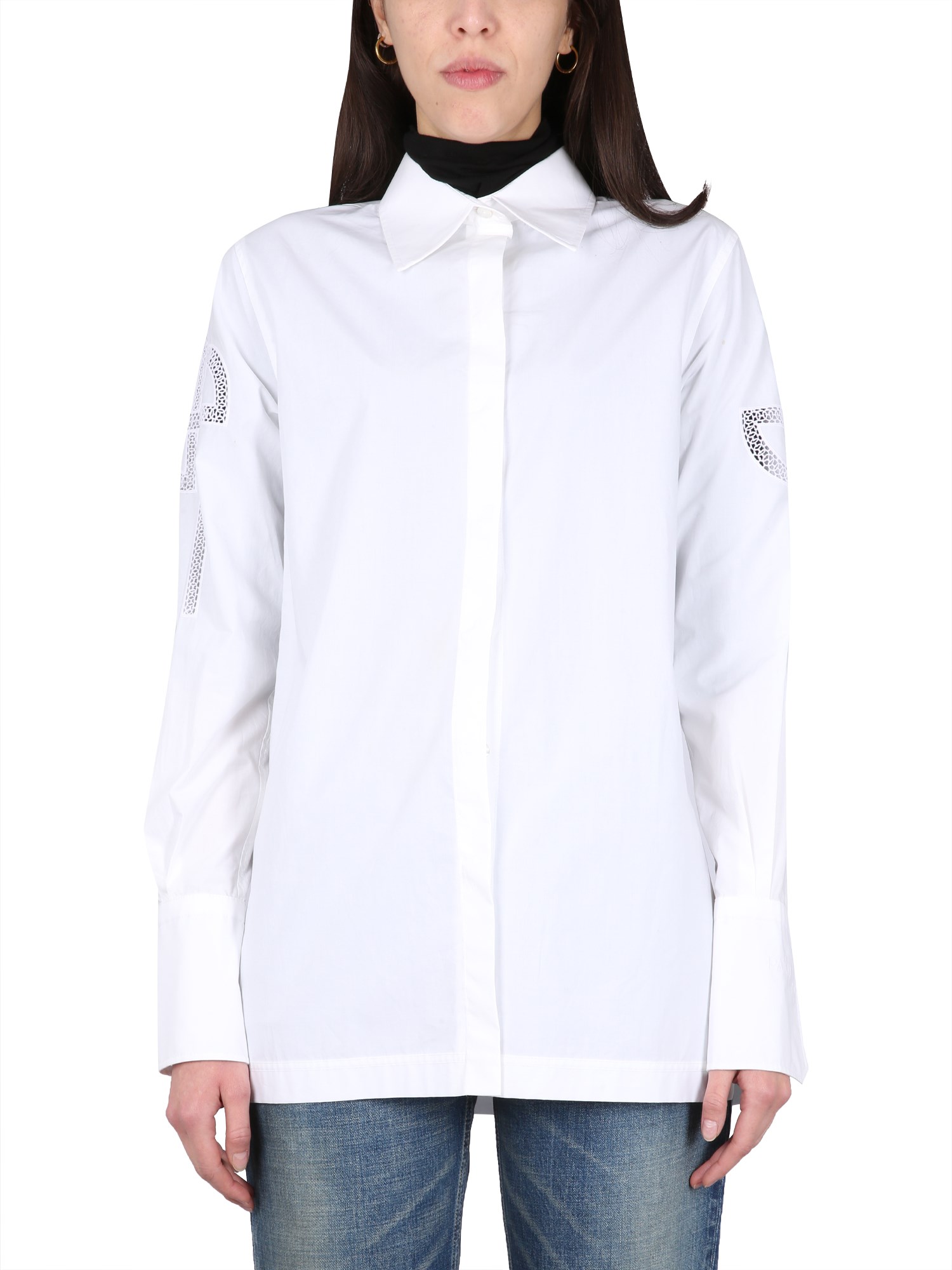 Shop Patou Cotton Poplin Shirt In White