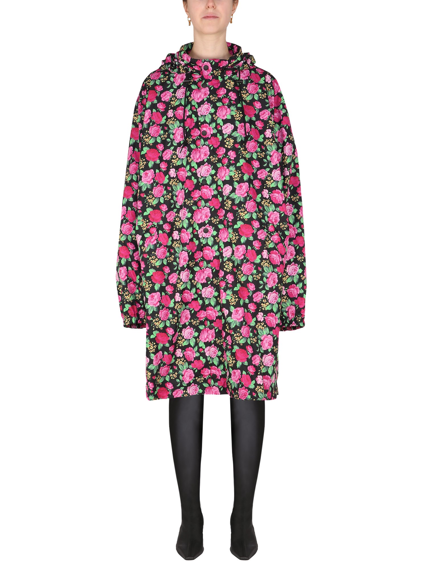 balenciaga coat with floral pattern