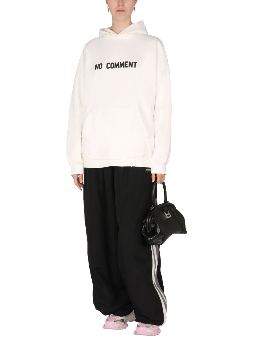 BALENCIAGA - NO COMMENT WIDE FIT FLEECE HOODIE - Eleonora Bonucci