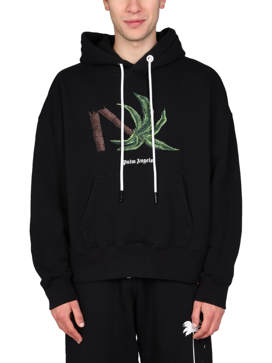 Palm Angels Felpa Nera Con Cappuccio E Logo Per Bambini PBBB012S26FLE004/110