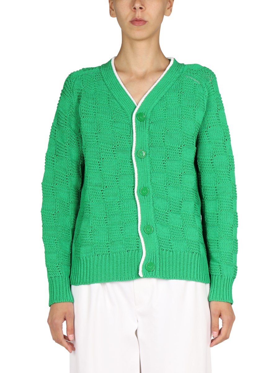 BOTTEGA VENETA CARDIGAN IN MISTO COTONE CON MOTIVO INTRECCIATO