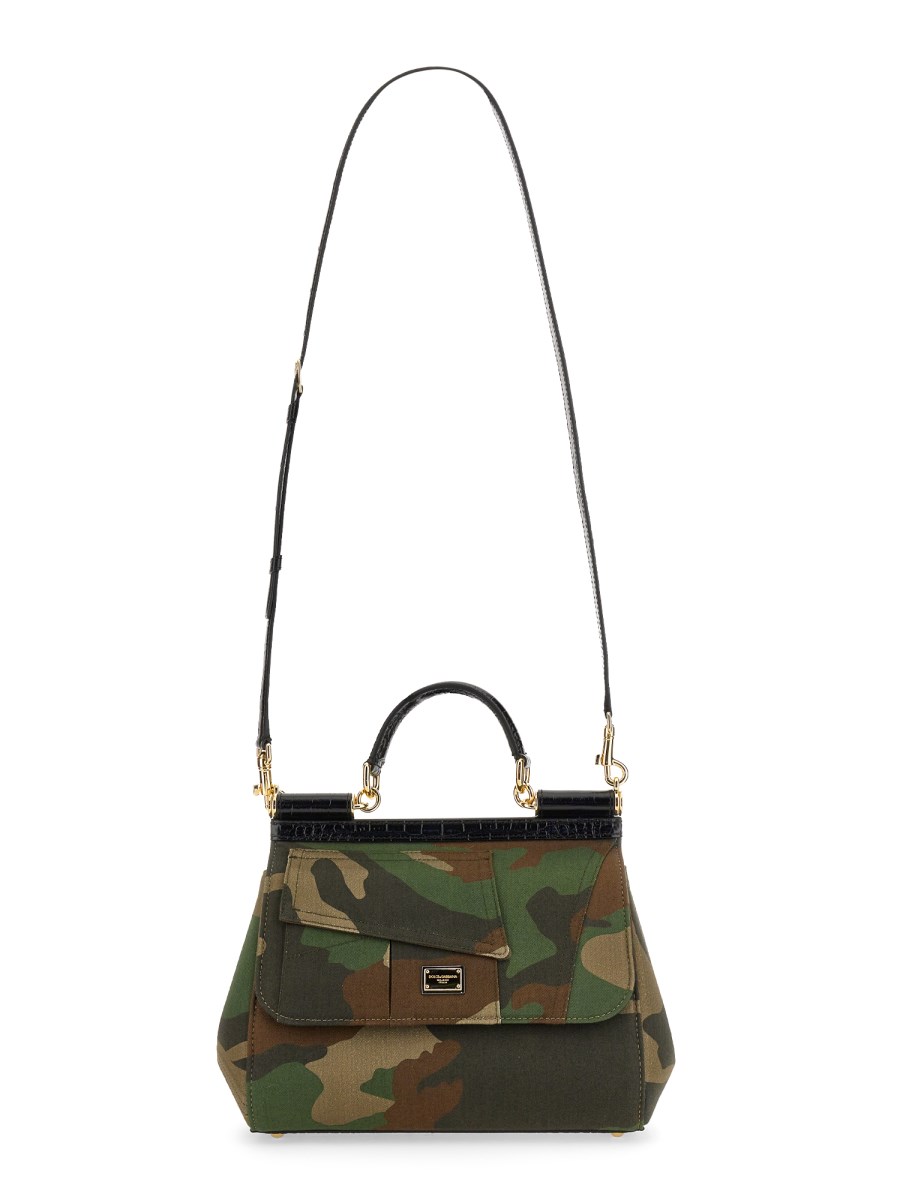 DOLCE & GABBANA - SICILY MEDIUM BAG IN PATCHWORK CAMOUFLAGE