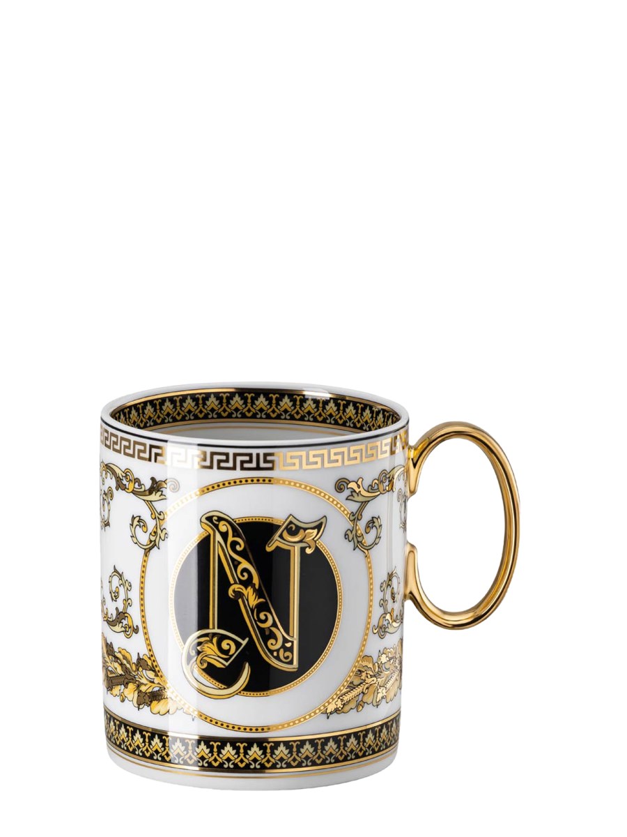 ROSENTHAL MEETS VERSACE MUG IN PORCELLANA VIRTUS ALPHABET N