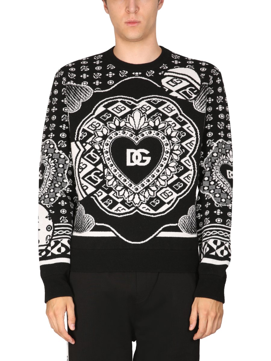 Moschino monogram-jacquard Crew Neck Jumper - Brown