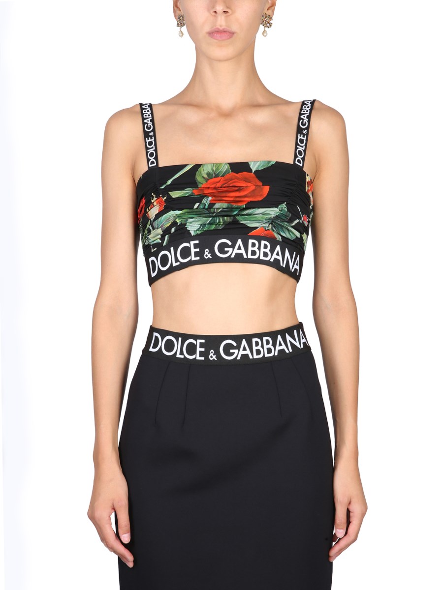 DOLCE GABBANA ROSE PRINT CHARMEUSE TOP Eleonora Bonucci