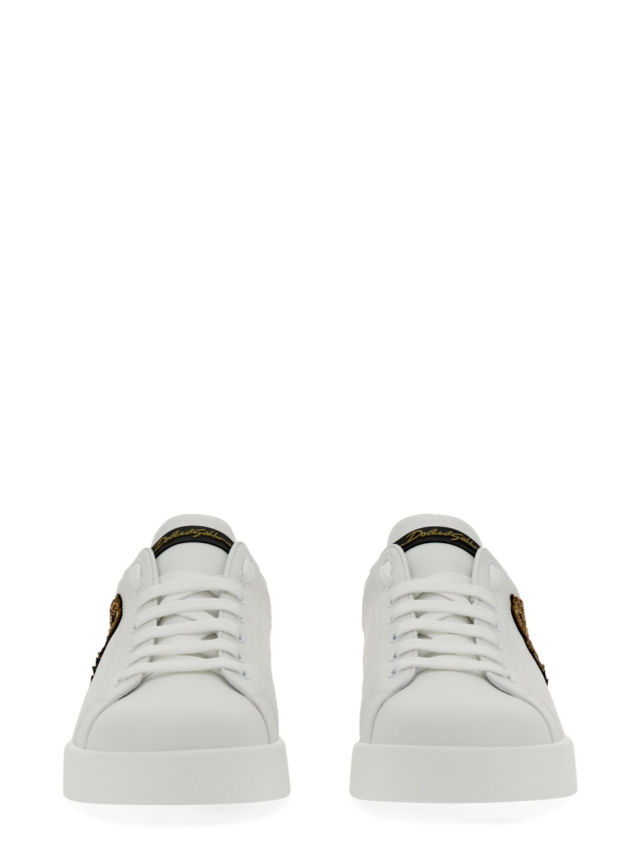 DOLCE & GABBANA - PORTOFINO SNEAKER WITH LEATHER CROWN PATCH