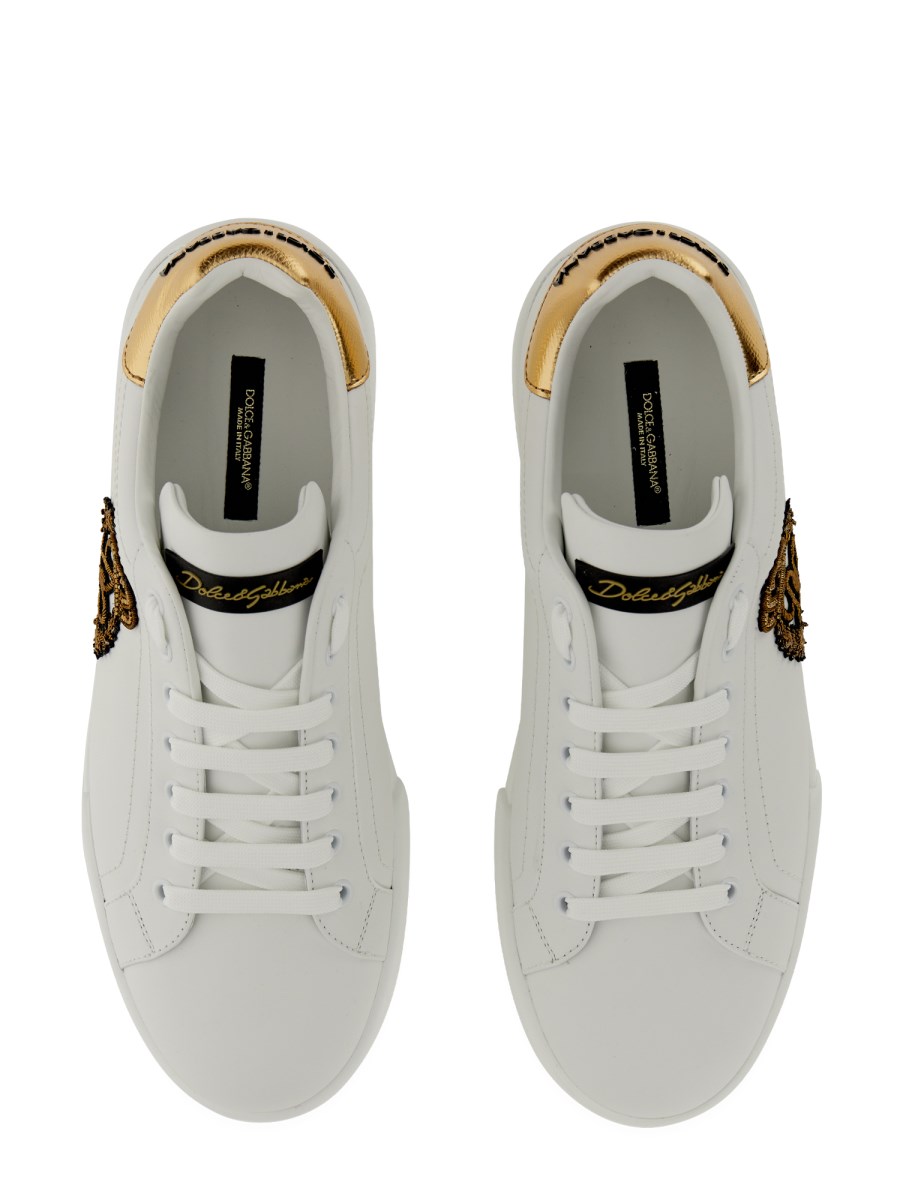 DOLCE & GABBANA - PORTOFINO SNEAKER WITH LEATHER CROWN PATCH