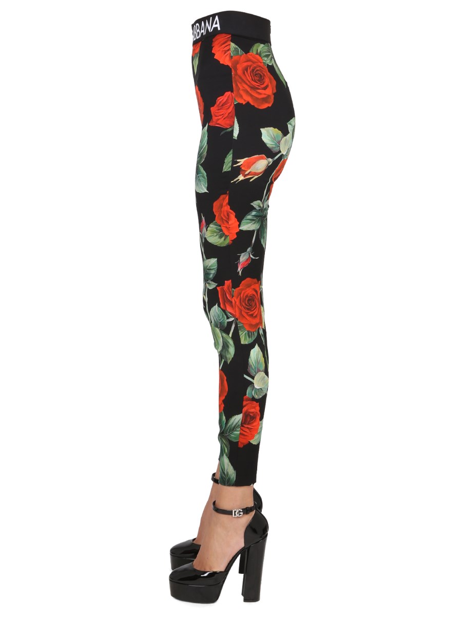 Dolce & Gabbana - Girls Red Floral Leggings