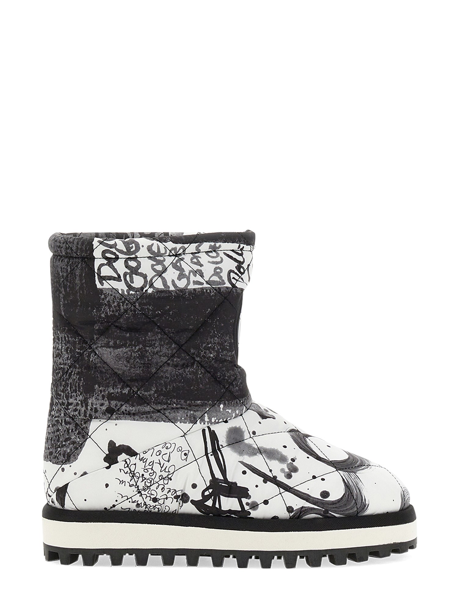 Dolce & Gabbana Nylon Ankle Boots With Logo Print In Multicolour