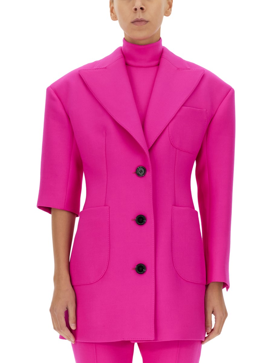 Asymmetrical pea store coat