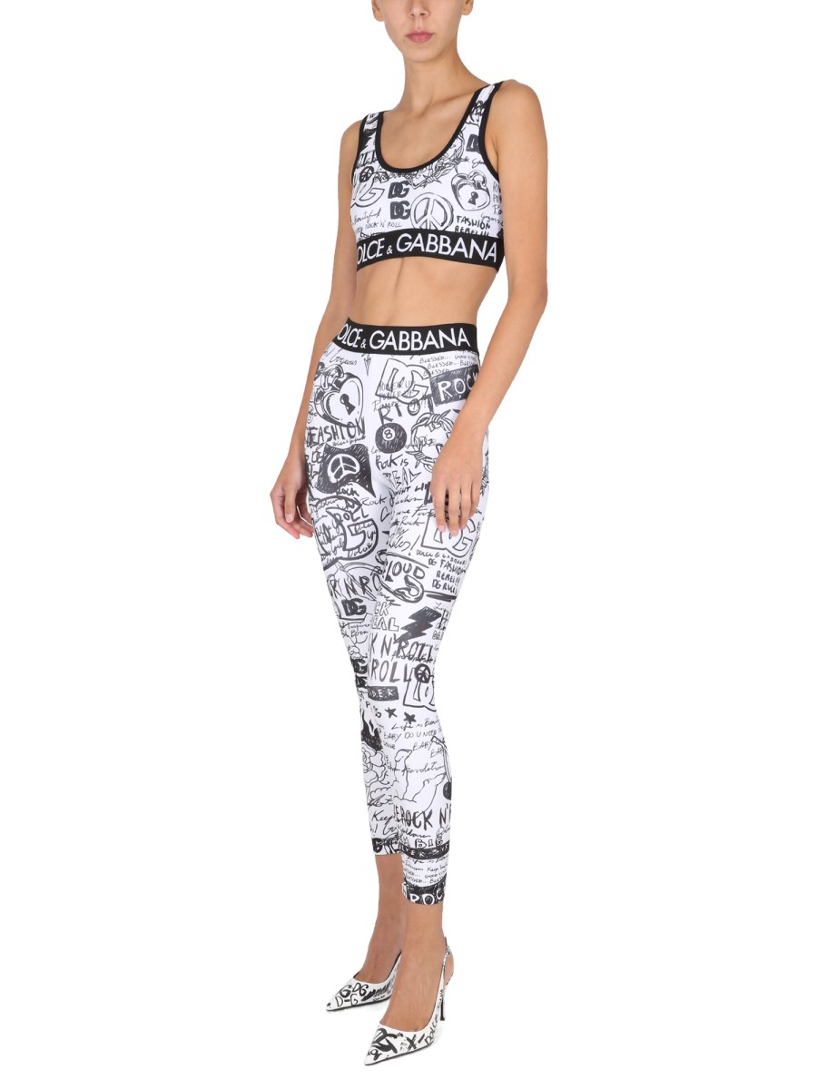 DOLCE & GABBANA - GRAFFITI PRINT JERSEY LEGGINGS - Eleonora Bonucci