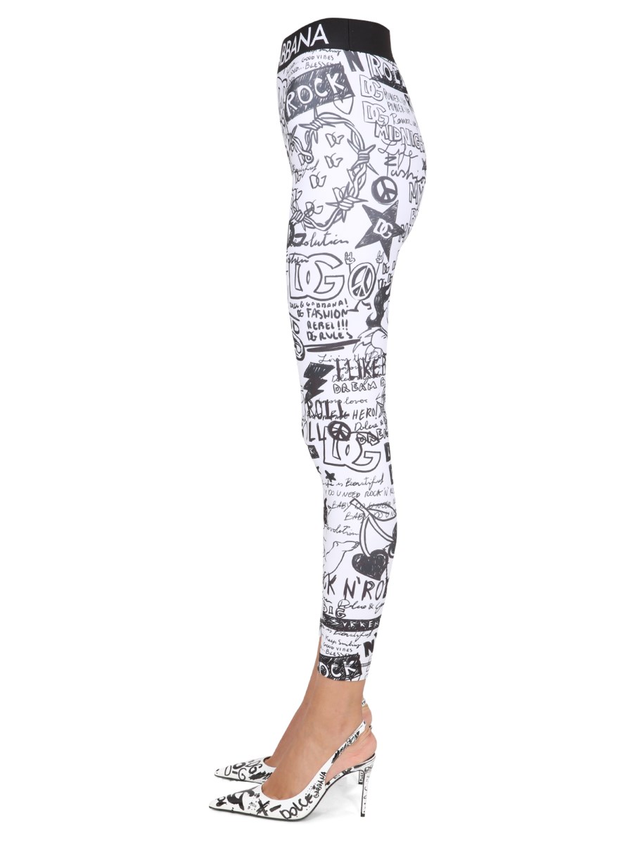 DOLCE & GABBANA - GRAFFITI PRINT JERSEY LEGGINGS - Eleonora Bonucci