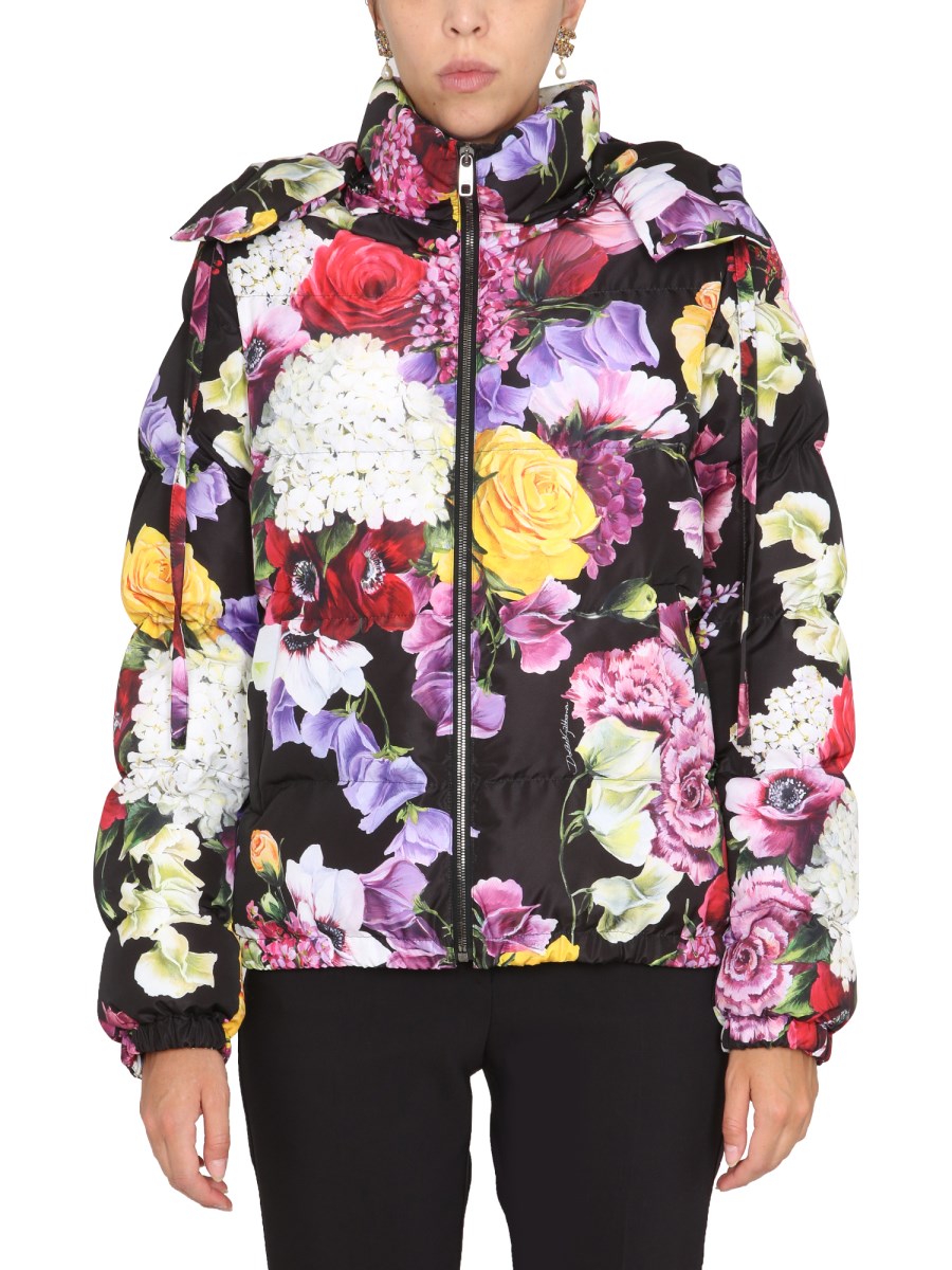 Floral print shop down jacket