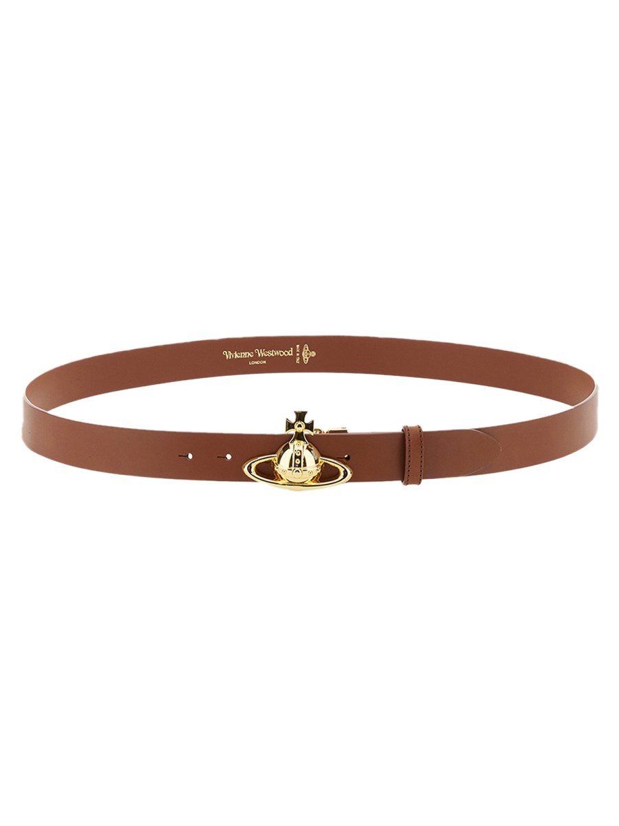 Vivienne Westwood Vivienne Westwood Brass Knuckle Orb Leather Belt, skumskam