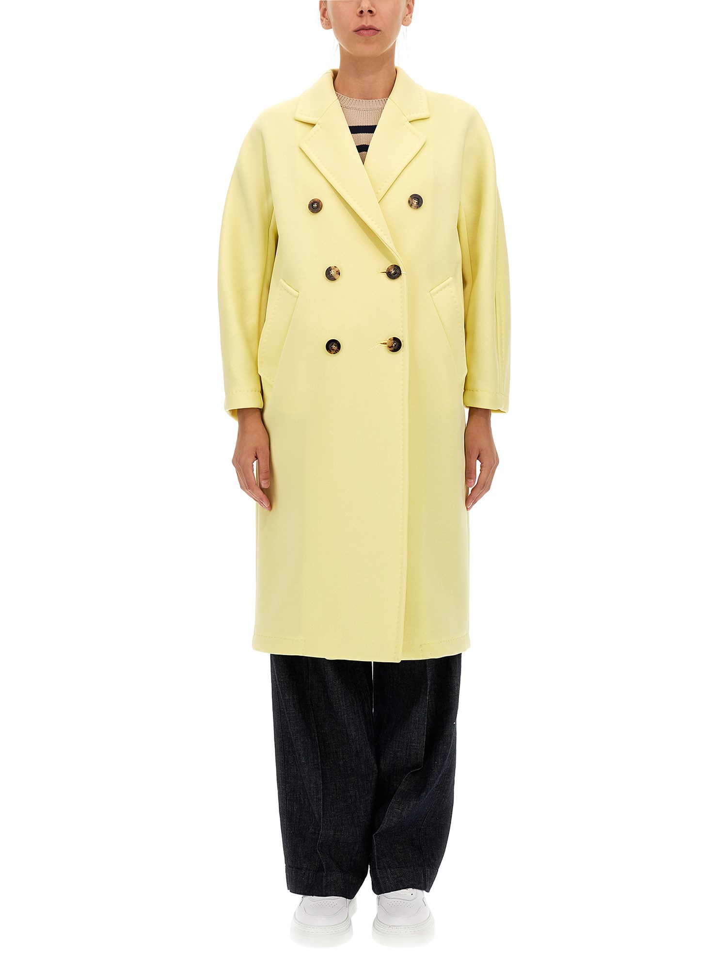 Max Mara Double-breasted Wool-blend Coat In Yellow