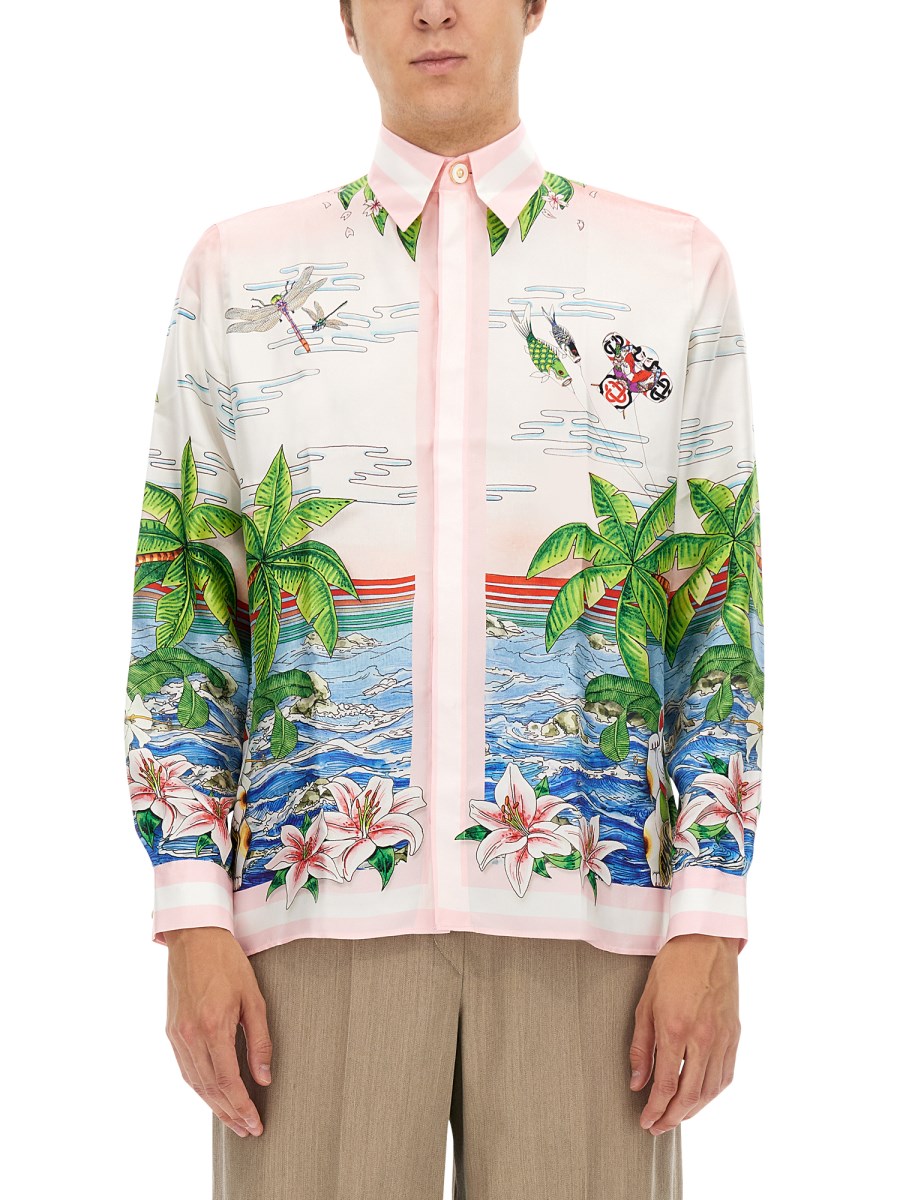 Silk twill shirt with Hawaiian print - DOLCE & GABBANA