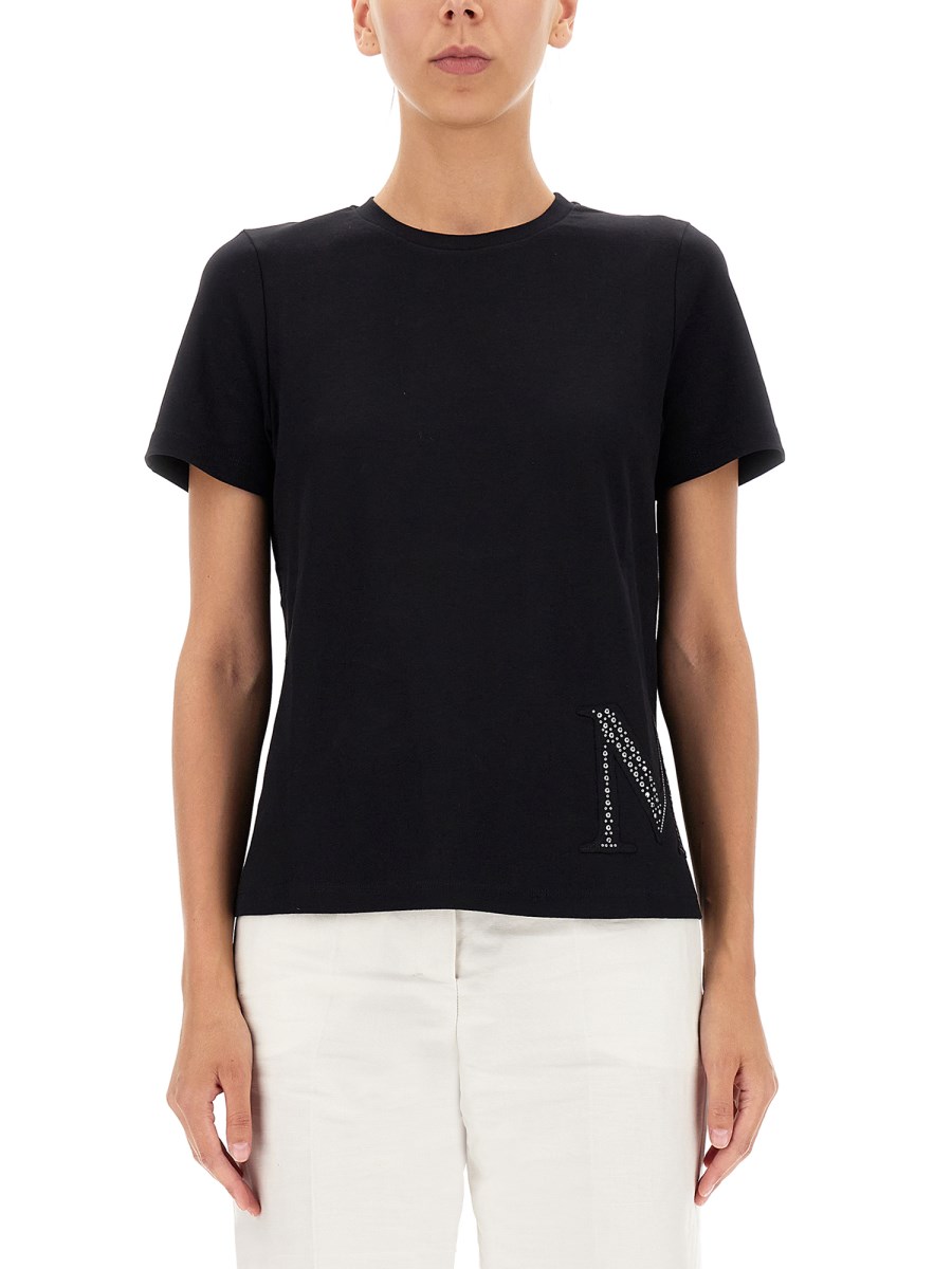 S MAX MARA T-SHIRT BATTAGE IN COTONE