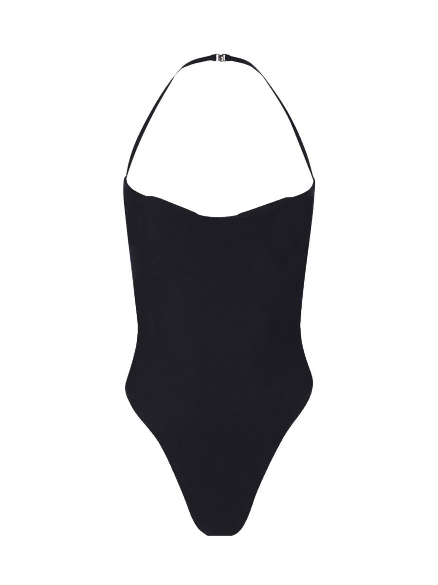 SAINT LAURENT SHINY JERSEY STRAPLESS SWIMSUIT Eleonora Bonucci