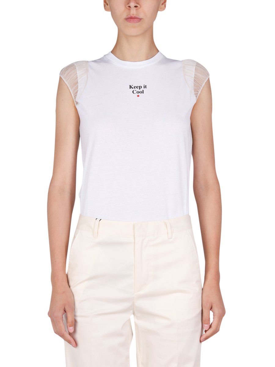 DSQUARED T-SHIRT IN COTONE CON STAMPA LOGO