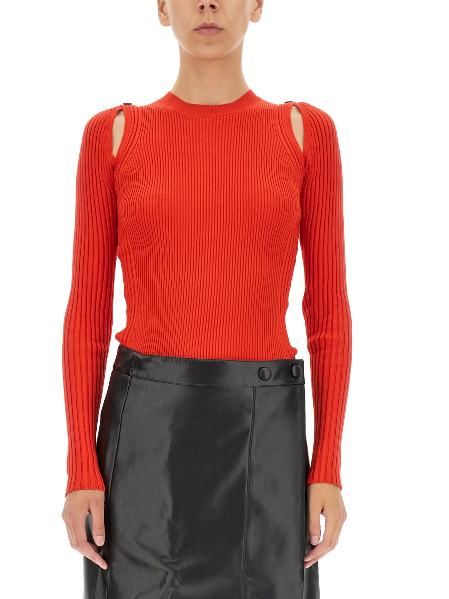 PROENZA SCHOULER WHITE LABEL RIBBED COTTON AND CASHMERE SWEATER