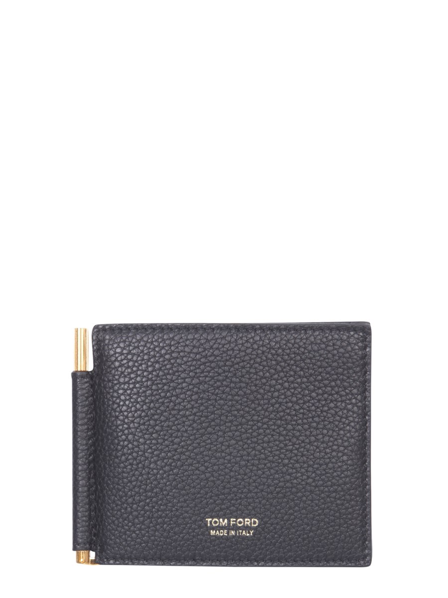 TOM FORD - GRAINED LEATHER T LINE WALLET WITH MONEY CLIP - Eleonora Bonucci