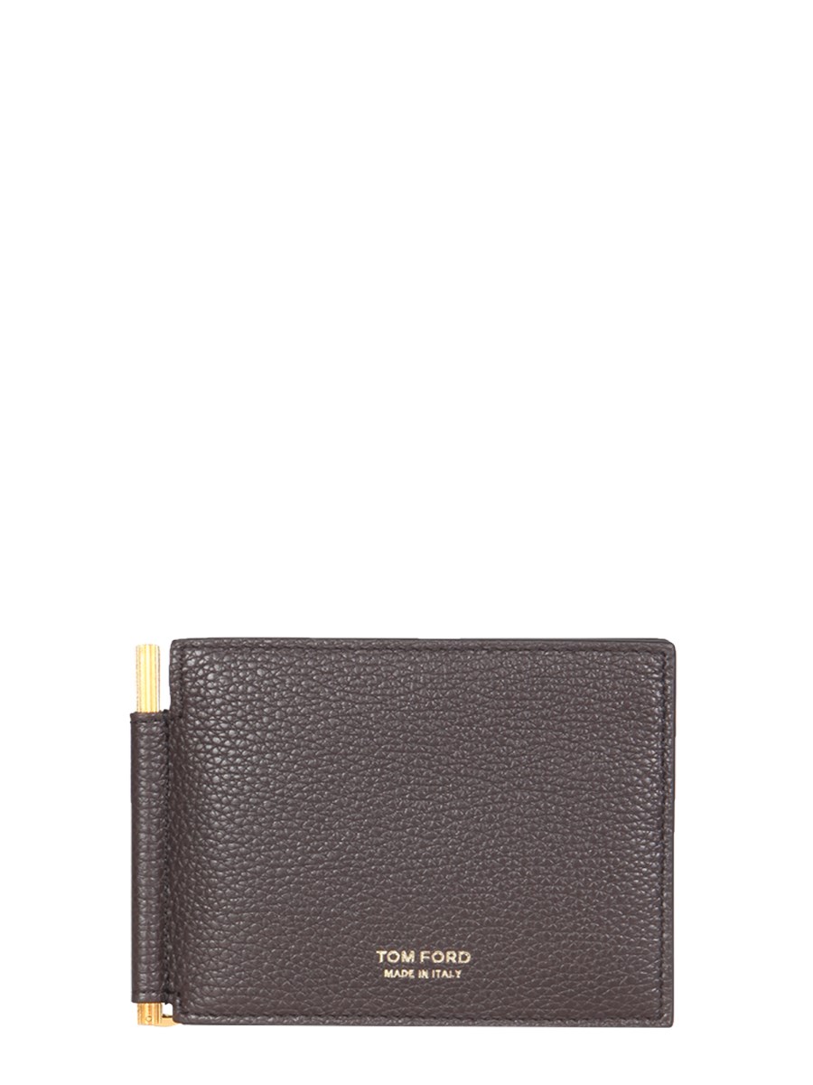 TOM FORD - GRAINED LEATHER T LINE WALLET WITH MONEY CLIP - Eleonora Bonucci