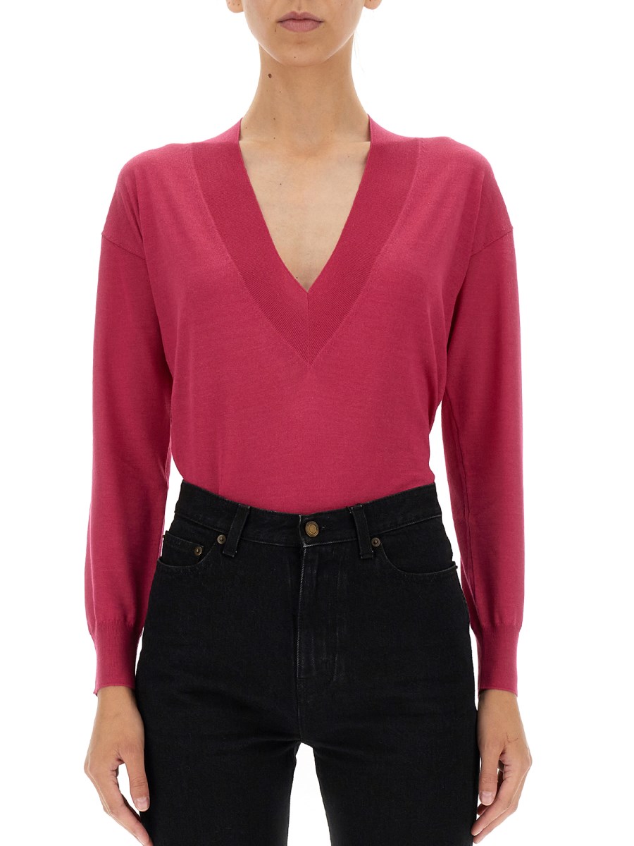 TOM FORD - CASHMERE AND SILK V-NECK SWEATER - Eleonora Bonucci