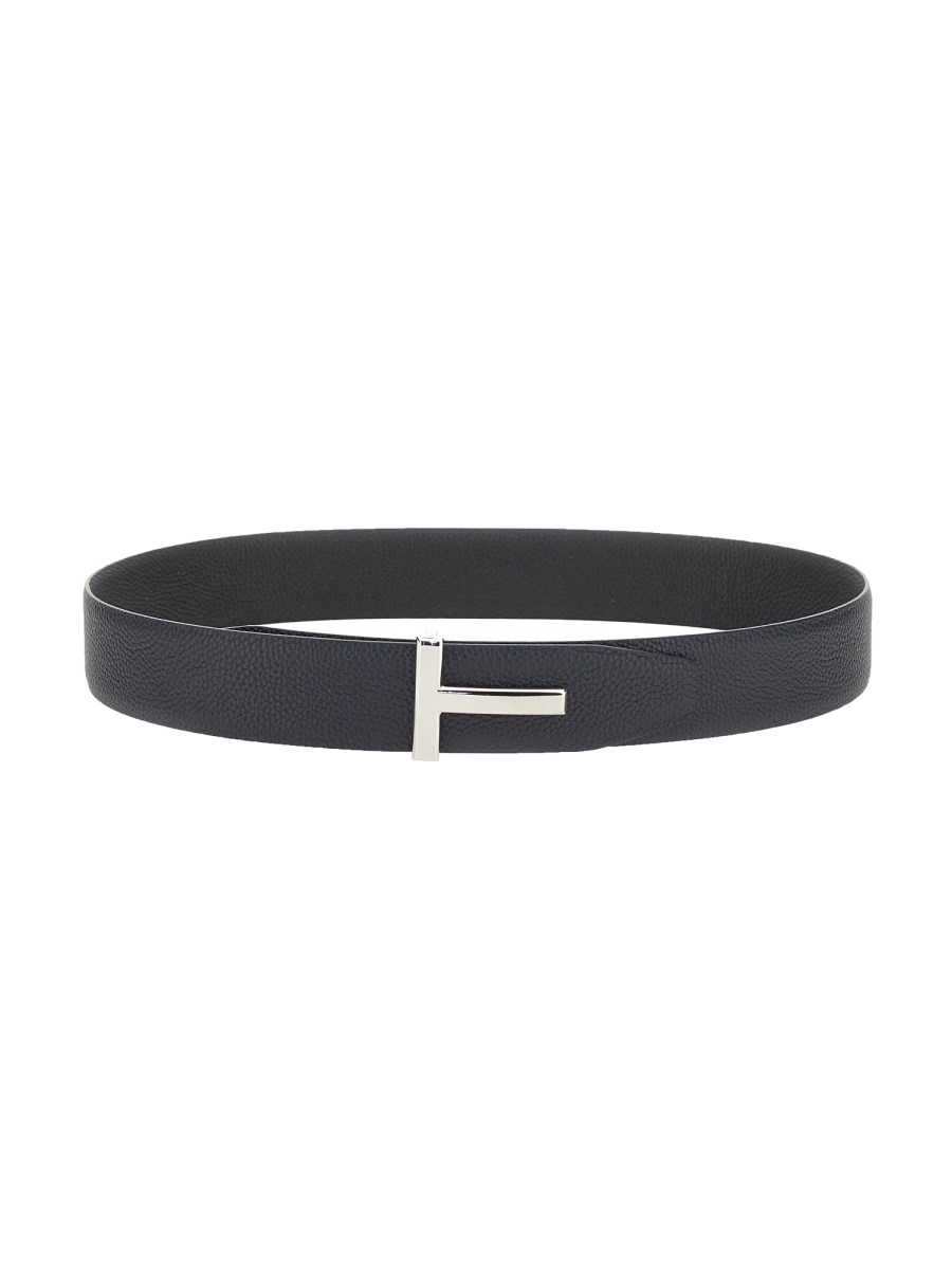 TOM FORD - REVERSIBLE GRAINED LEATHER BELT WITH T-BUCKLE BUCKLE - Eleonora  Bonucci