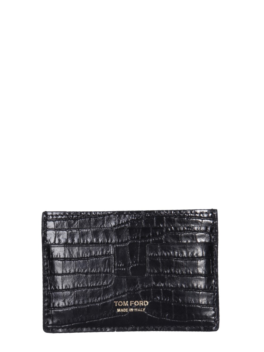 TOM FORD - T LINE CLASSIC LEATHER CARD HOLDER WITH CROCO PRINT - Eleonora  Bonucci