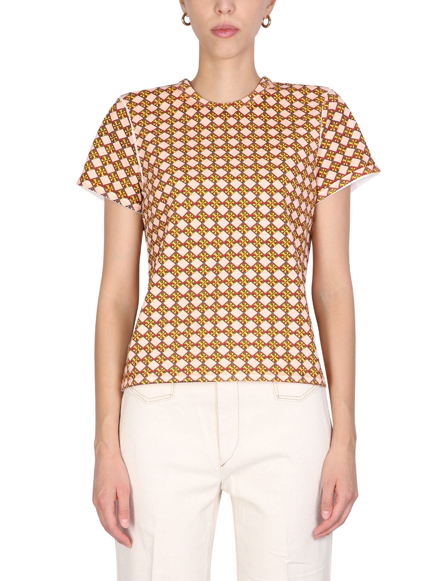 tory burch t-shirt with all over logo print