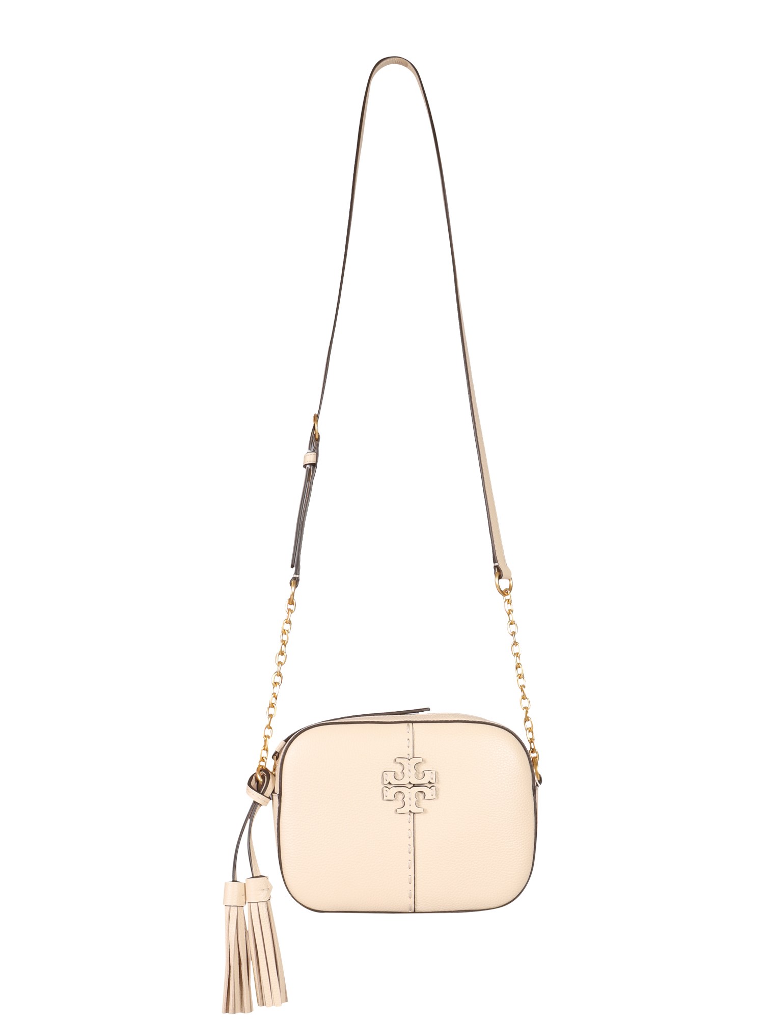 Tory Burch Mcgraw Pebbled-leather Camera Bag In Beige