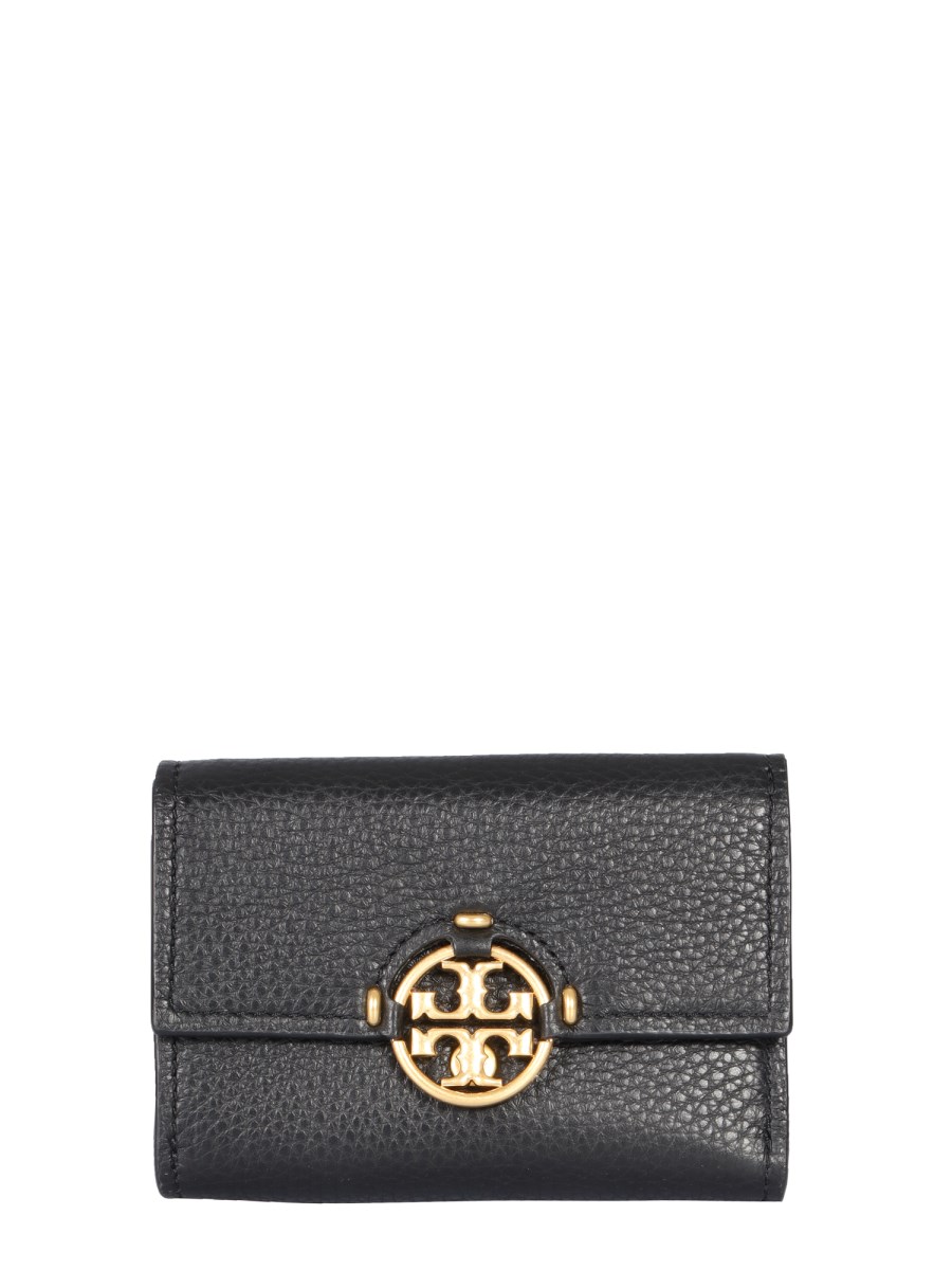 TORY BURCH: Miller bag in grained leather with logo - Black