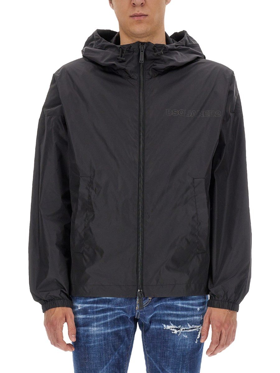 DSQUARED - NYLON WINDBREAKER JACKET WITH LOGO - Eleonora Bonucci