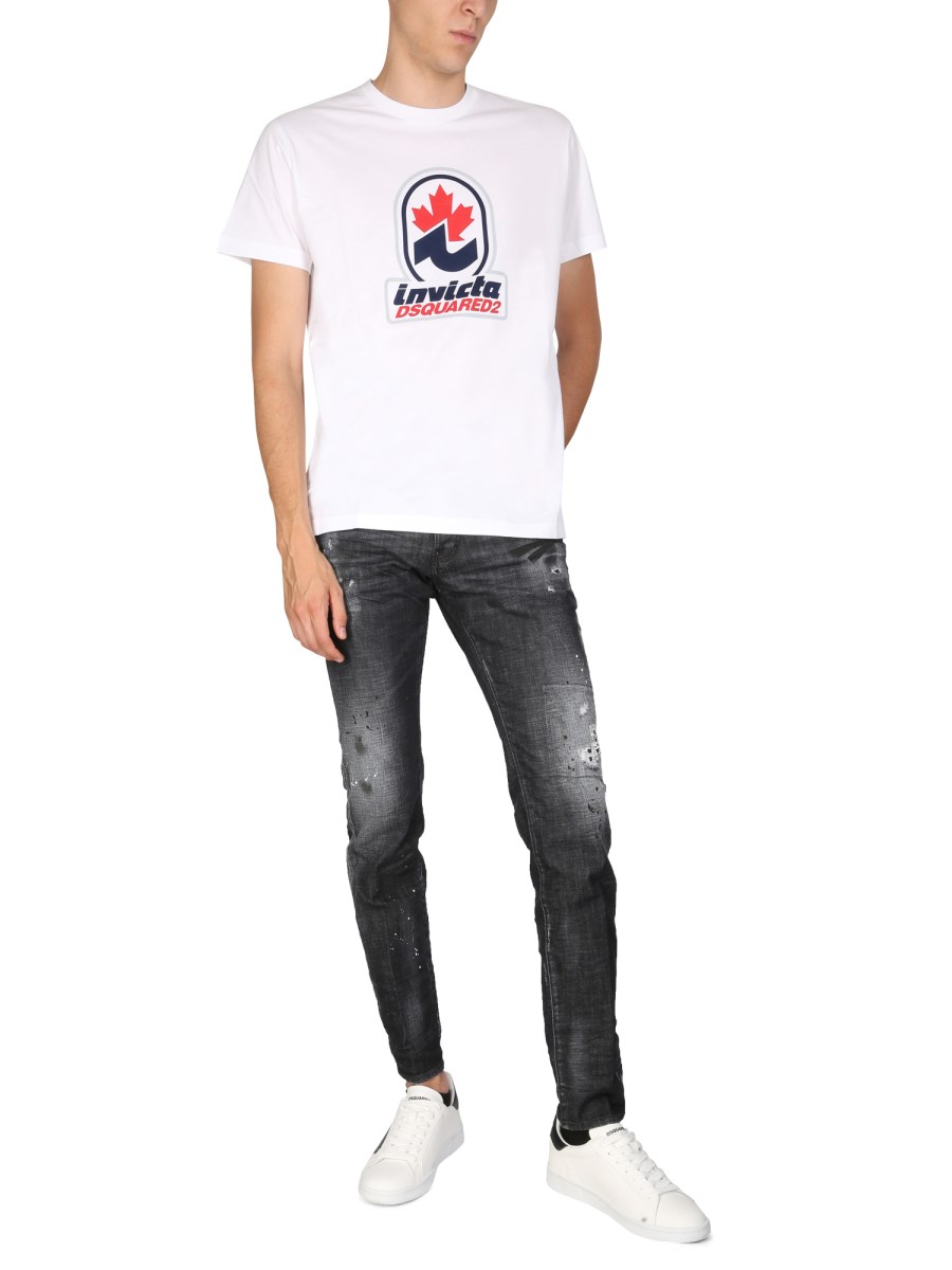 DSQUARED - CREWNECK COTTON JERSEY T-SHIRT WITH LOGO PRINT
