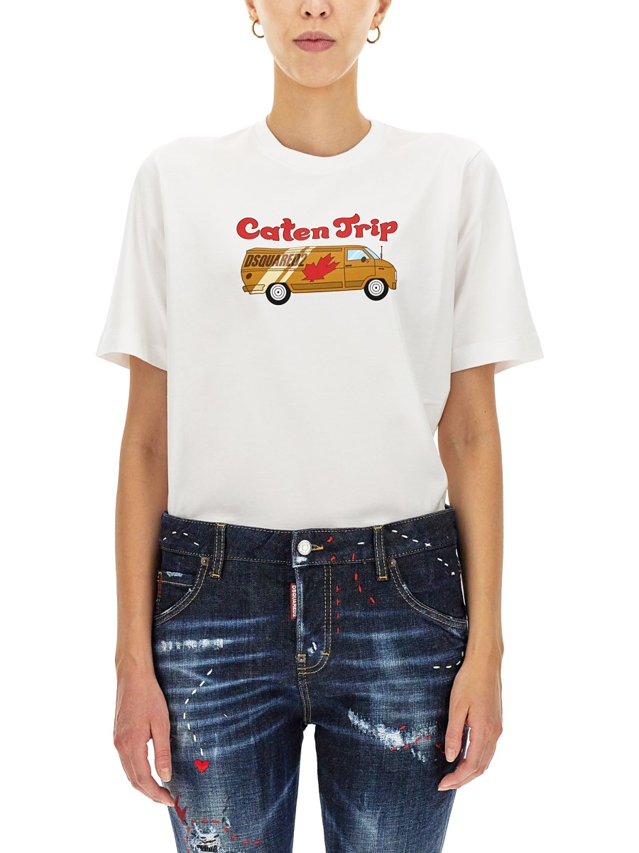 DSQUARED T-SHIRT CATEN TRIP RANNY IN COTONE